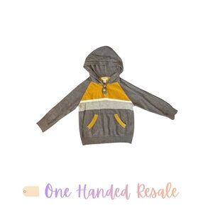 🐝 Cat & Jack Gray & Yellow Kids Soft Knit Hooded Sweater Hoodie w/ Buttons 4T